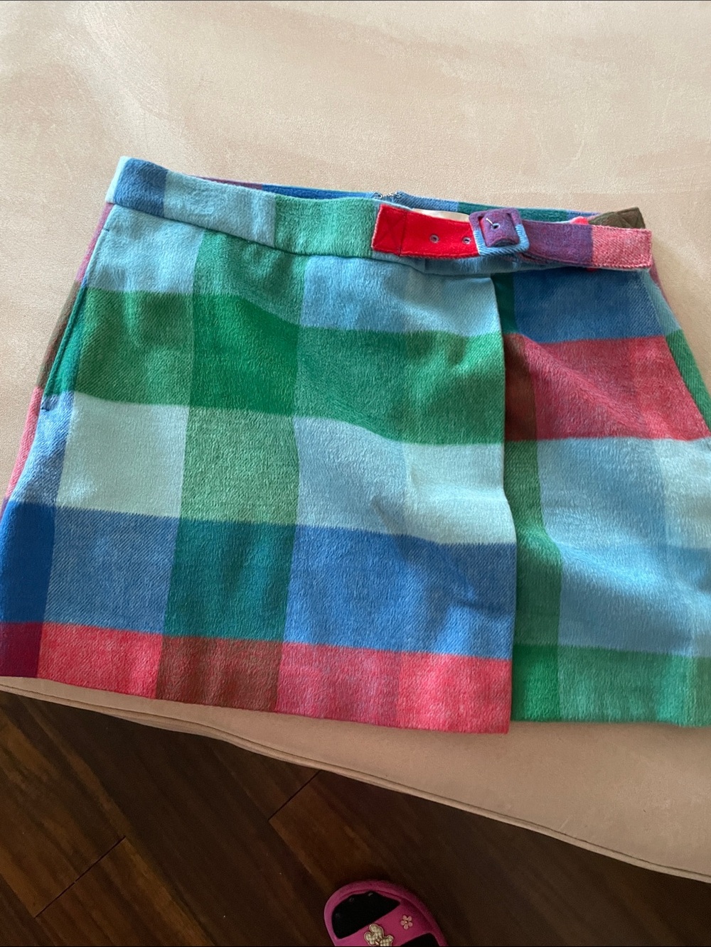 Free People Multicolor Plaid Mini Skirt with Belt